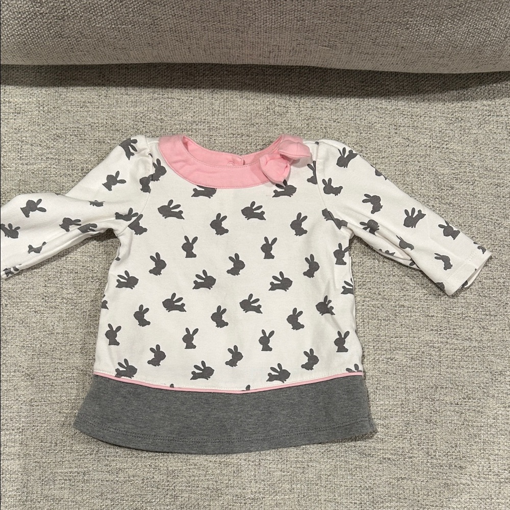 Pink and Gray Bunny Print Kids Tunic/Top